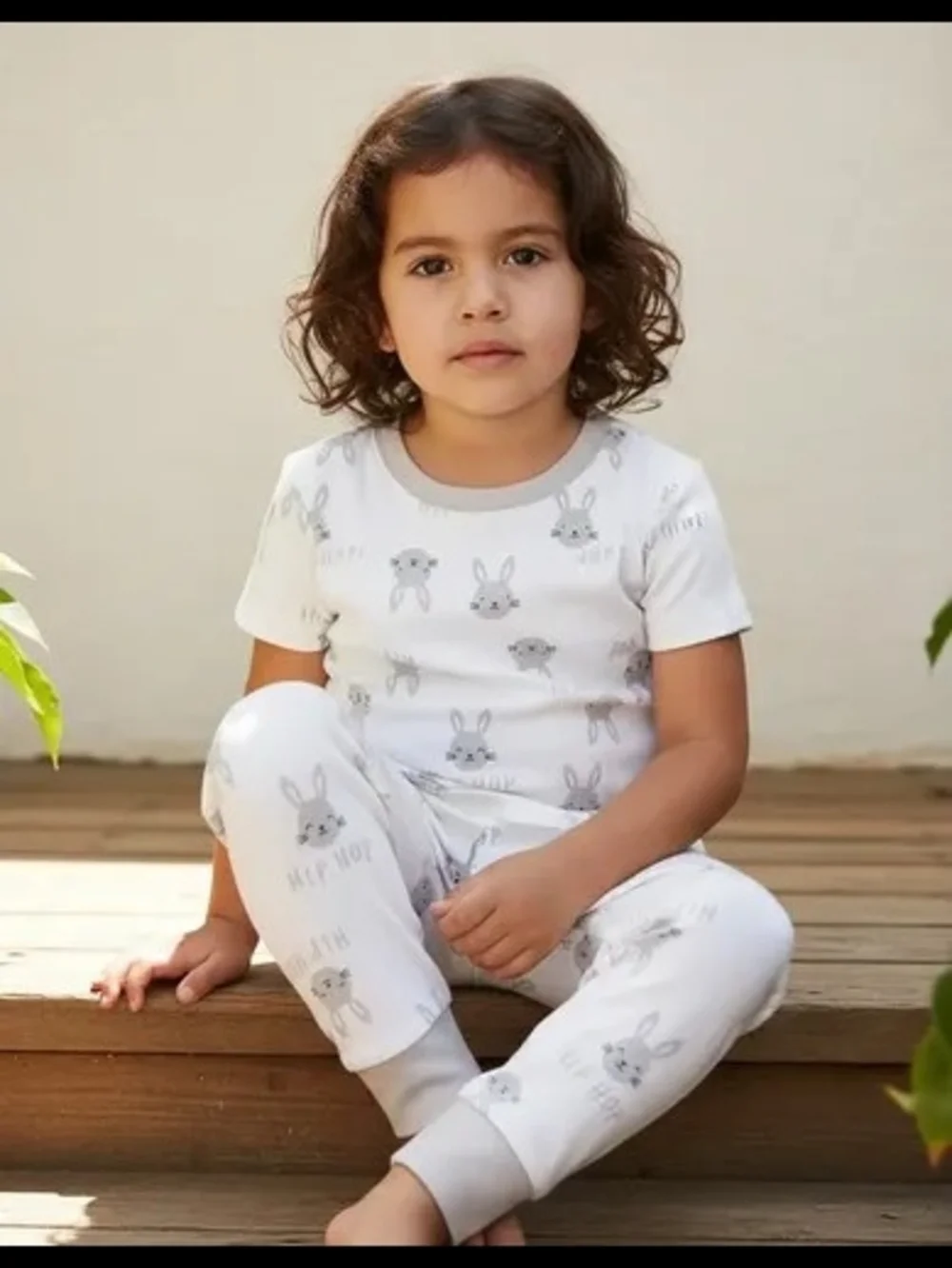 Carter's White Pajama Set with Gray Bunny Print
